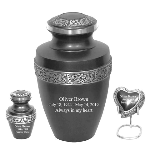 Grey Adult Cremation Urn | Gray High Sheen Ash Urn | Great urn for Dad