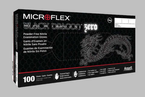 Ansell Microflex Black Dragon Zero gloves | BD-100N| $119/Case | 1000 gloves/case | Funeral Home Supplies | Mortuary Gloves