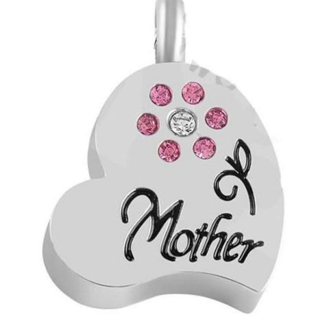 Mother, Flower Heart, Cremation Pendant