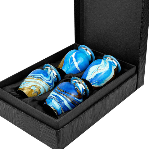 Ocean Tides Keepsake Cremation Ash Urns | Set of 4 KEEPSAKES In Display Box