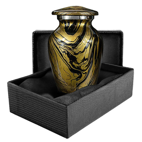 Keepsake Ash Urns | Sands of Time Ash Urns |  Individual Black and Gold Swirl