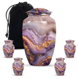 Gold and Purple Lava Cremation Urn|  Beautiful Black and Gold Swirl Pattern |Great urn for Dad