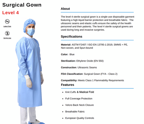 Premium Disposable Surgical Gown | Universal Size | AAMI Level 2 | 50/Case | Vision Medical | Covid-19 Supplies