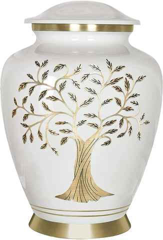 Adult Human Cremation Urn | White Tree of Life Ash Urn | White Ash Urn