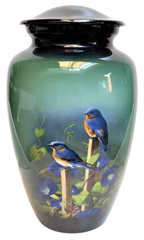 Blue Birds at Play Themed Urn I Adult Cremation Urn | Great Urn for Mom | Vision Medical