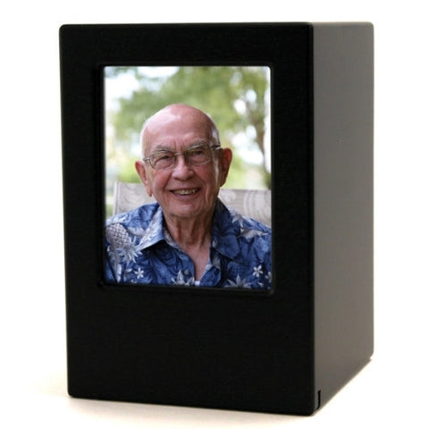 Terrybear Medium Density Fiberboard Black Satin Photo Urn