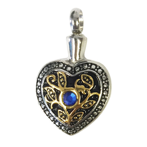 Stainless Steel Gold & Silver Heart Cremation Pendant