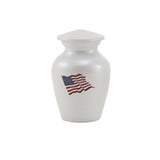White Classic Flag keepsake Cremation Urn | Vision Medical