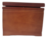 Cremation Urn inside mahogany Memorial Chest - Hummingbird Frosted Glass lid