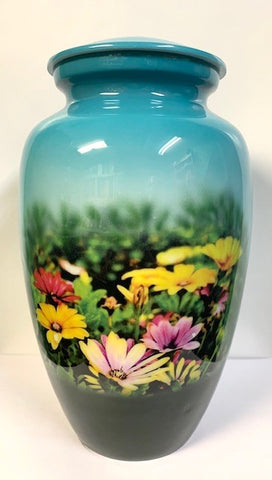 "Daisy Delight" is an exclusive Floral Cremation Urn, Floral Ash Urn ,Vision Medical ash urn