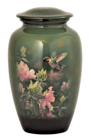 Hummingbird on Flowers Cremation Urn
