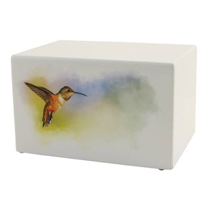 Value, low cost, Hummingbird cremation urn, offered by Vision Medical