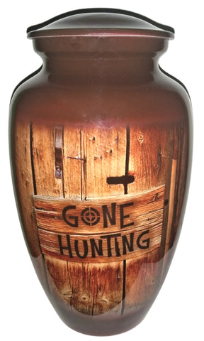 "Gone Hunting" cremation urn