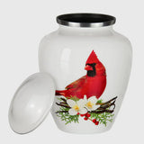 Cardinal on White with Dogwood blossoms |, Adult Cremation Urn | Vision Medical