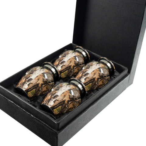 Camouflage Keepsake Cremation Ash Urns |  Set of 4 KEEPSAKES In Display Box