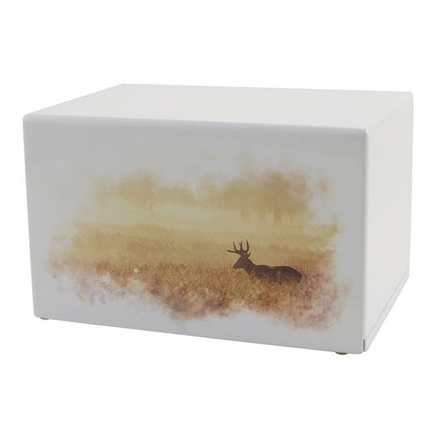 Low cost wooden deer cremation urn