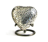 Terrybear Antique Silver Oak Heart Cremation Urn | Vision Medical