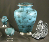 Glenwood Blue Marble Cremation Urn Ensemble 