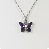 Cremation Jewelry | Stainless Steel "Amethyst Wings"  Butterfly Cremation Pendant |Vision Medical