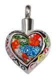 Stainless Steel Art Glass Heart II Cremation Pendent | Vision Medical