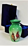 Cardinal on Green Keepsake Cremation Urn | Vision Medical