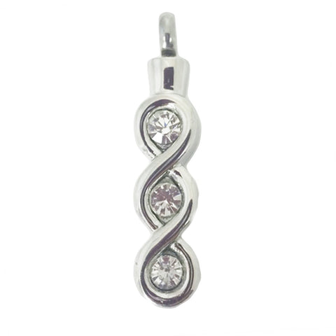 Stainless Steel Infinity with Three CZ Stones Cremation Pendant