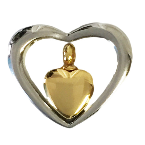 Stainless Steel Heart Within A Heart Cremation Pendant
