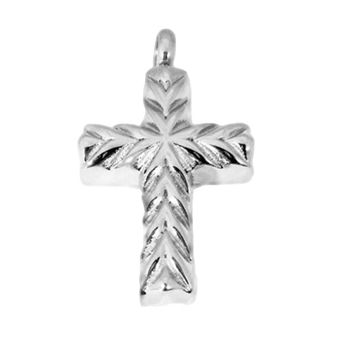 Cremation Jewelry | Stainless Steel Cut Design Cross Cremation Pendant | Vision Medical