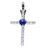 Elegant Cross with Blue Heart Stone,  #161