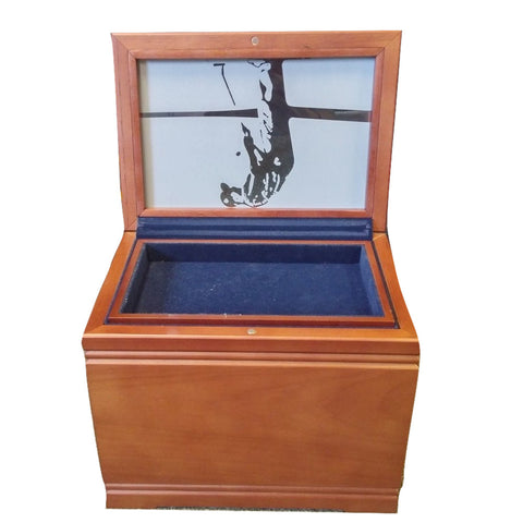 Golfer Urn and Memorial Chest includes Mahogany chest