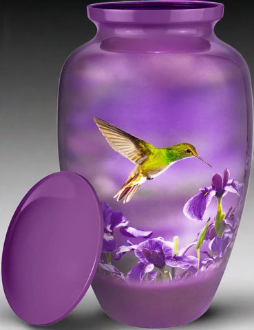 Purple Hummingbird | Adult Cremation Urn | Beautiful Colors | Great Urn for a Women