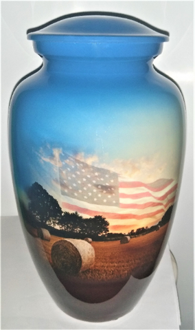 The American Farmer cremation urn | Adult Farmer themed urn | Patriotic themed urn