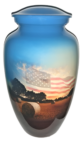 The American Farmer cremation urn | Adult Farmer themed urn | Patriotic themed urn