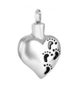 Stainless Steel Black Footprints on the Sand Cremation Pendant | Vision Medical