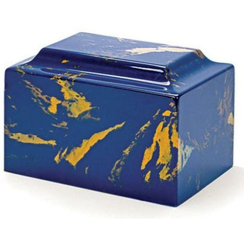 Blue & Gold Cultured Marble, Cremation Urn | MacKinzie Vault | Quality Urns For Less