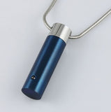 Cremation Jewelry | Stainless Steel Blue Cylinder Cremation Pendant | Vision Medical