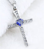 Elegant Cross with Blue Heart Stone,  #161