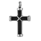 Stainless Steel Black and Silver Cross Cremation Pendant