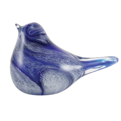 Blown Glass Blue Lyrical Songbird Ash Cremation Keepsakes | holds minimal amount of ash