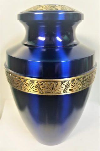 Ocean Blue Brass Cremation Urn