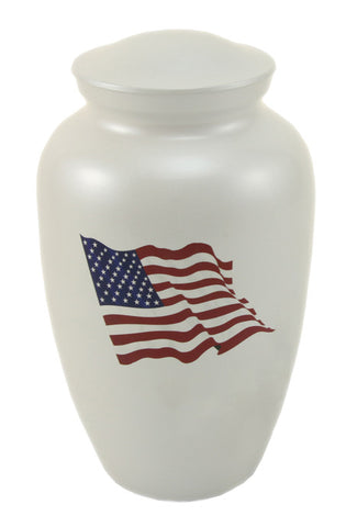 White Classic Flag Cremation Urn | Vision Medical