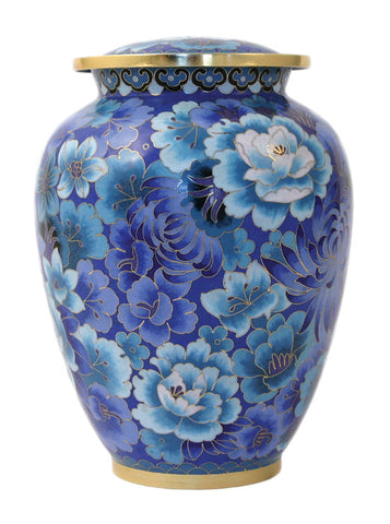 Terrybear Floral Blue Elite  Cloisonne Cremation Urn | Vision Medical
